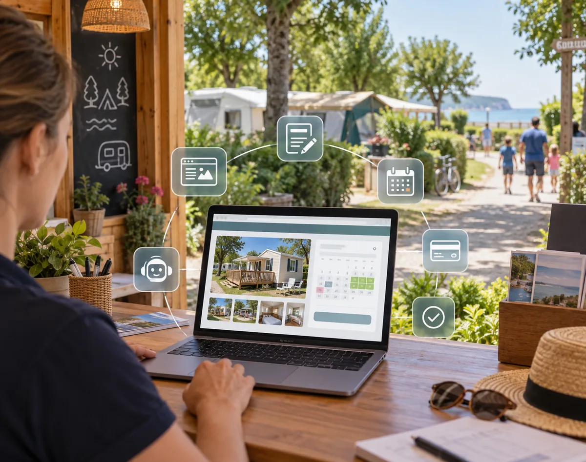 Gestionnaire de camping utilisant DIRECT HPA pour centraliser site internet, réservations, calendrier, paiements et assistance client
