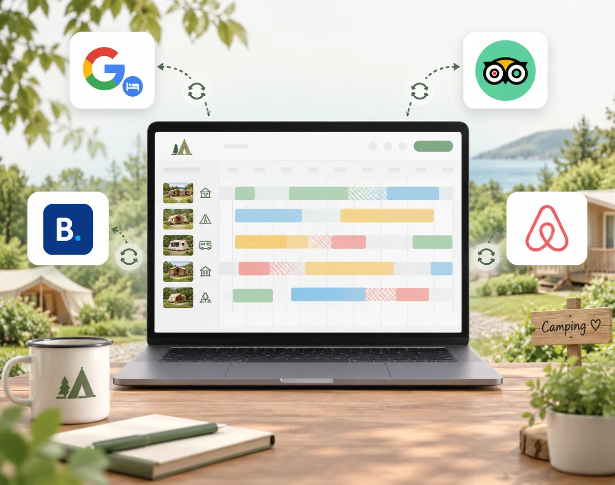 Planning de réservations synchronisé entre le site du camping et plusieurs calendriers en ligne