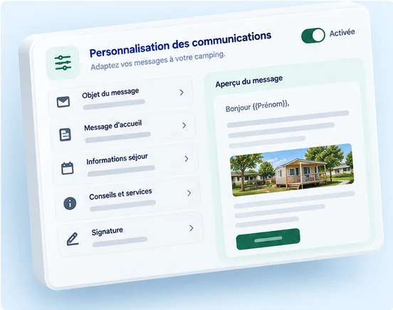 Personnalisation des emails et communications automatiques envoyés aux clients d’un camping