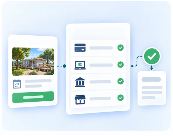 Interface DIRECT HPA reliant une réservation de camping à plusieurs moyens de paiement